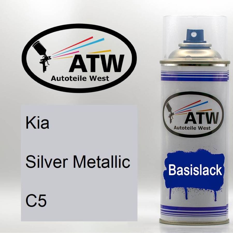 Kia, Silver Metallic, C5: 400ml Sprühdose, von ATW Autoteile West.